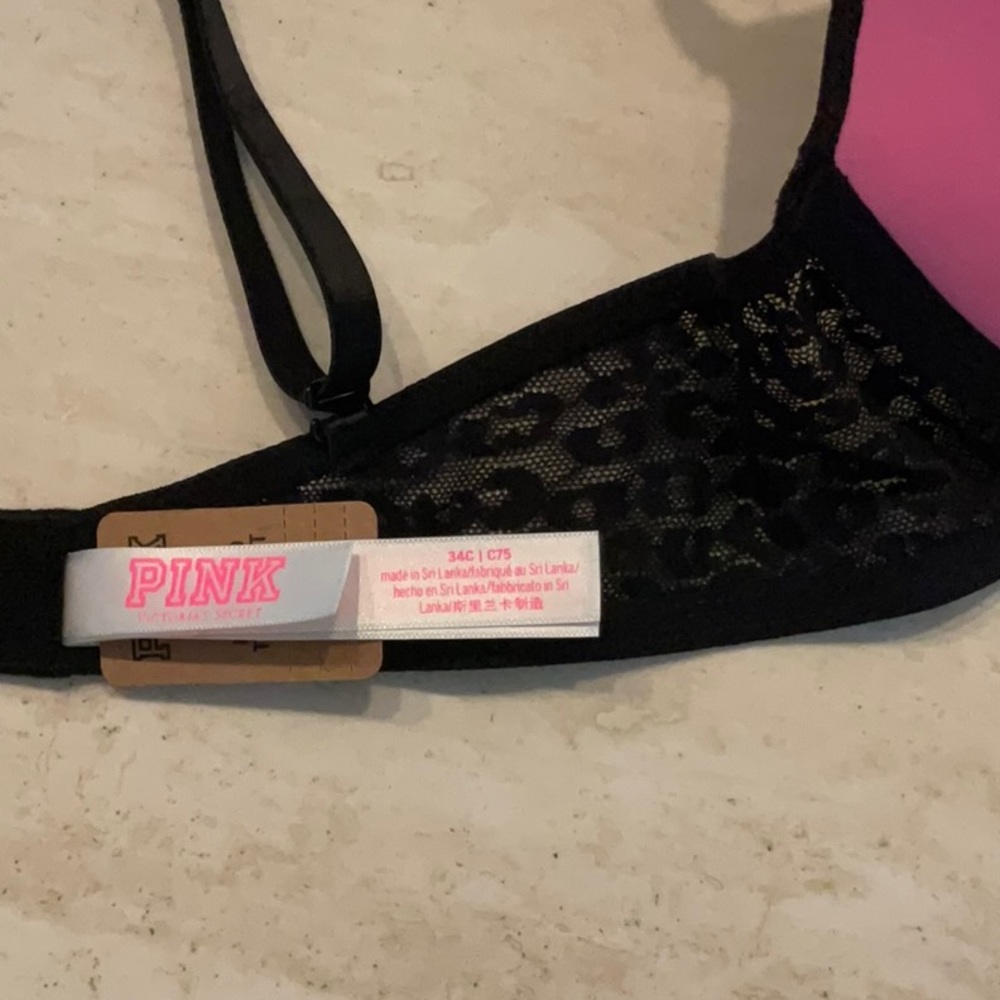 Victoria’s Secret Pink Push Up Padded Bra VS Wear Everywhere Size 34C New Black - Picture 6 of 16